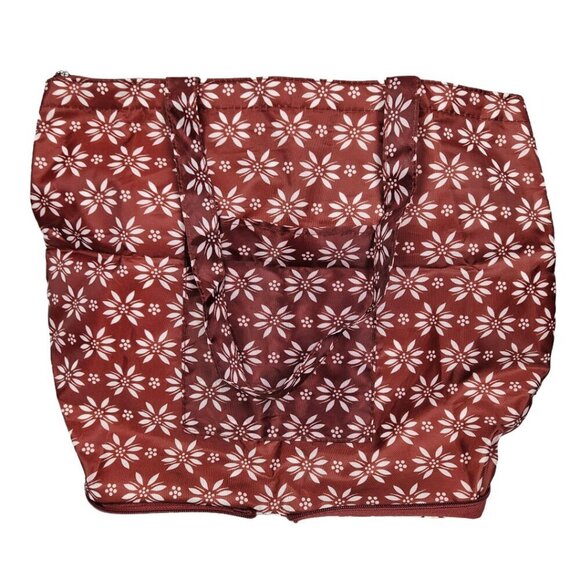 Temptations Packable Travel Reusable Insulated Nylon Shopping Tote Bag Rust Red - Picture 1 of 9